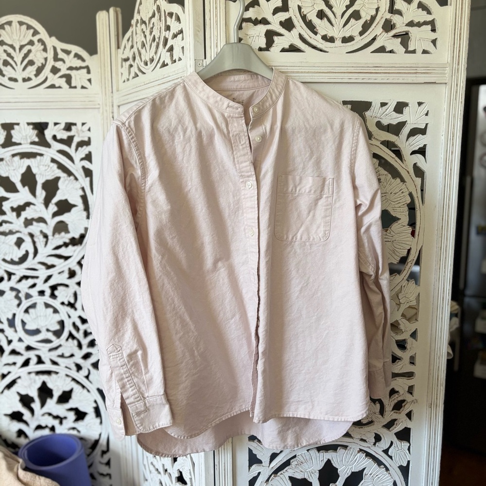 Muji Washed Oxford Stand Collar shirt